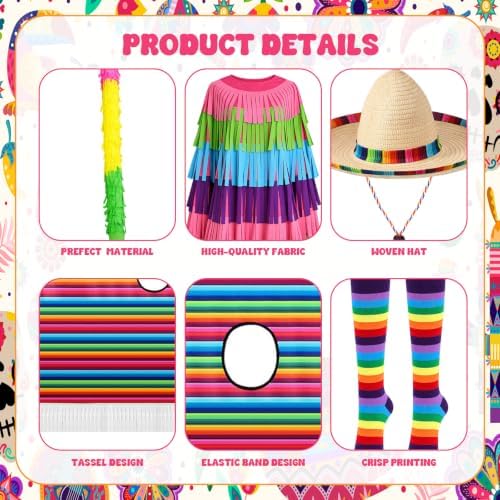 Halloween Mexican Pinata Costume Couple Costume for Adult Pinata Fiesta Dress for Couple Cosplay Cinco De Mayo