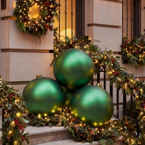 Threan 12 Inch Emerald Green Matte Large Christmas Ball Ornament
