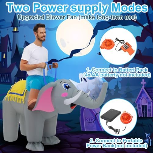 Inflatable Elephant Costume for Adult Halloween Blow Up Ride on Elephant Costumes Animals Suit for Men Women Cosplay Party