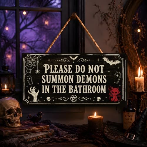 Halloween Decorations - Funny Wooden Sign for Wall Home Door Bathroom