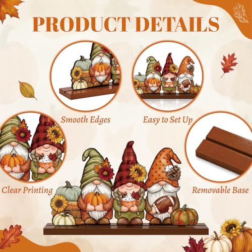 3 Pcs Fall Centerpieces for Tables, Wooden Autumn Decorations for Home