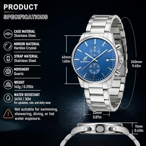 Stylish Stainless Steel Men's Watches with Functional Chronograph Subdials
