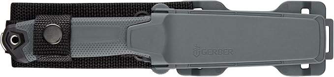GERBER GEAR Strongarm Camp - Fixed Blade Camping Knife for Controlled Cuts For First Aid Or Cutting Rope Made With 420HC Full Tang Plain Edge Blade And Diamond-Textured Grippy Handle-Made in USA- Gray