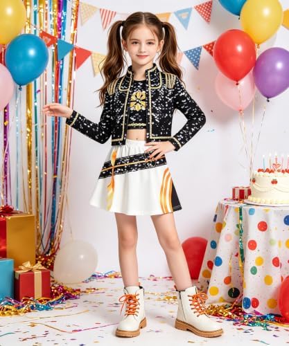Golden Pop Performer Costume Kids Girls Halloween Costumes Cosplay Outfit