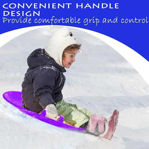 Slippery Racer Heavy-Duty Cold Resistant Downhill Pro Adults and Kids Plastic Outdoor Winter Saucer Disc Snow Sled with Handles