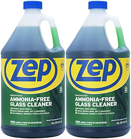 Zep Ammonia Free Glass Cleaner Concentrate - 1 Gallon (Case of 4) ZU1052128 - Professional Grade Formula Removes Dirt, Fingerprints, and Grime from Windows, Mirrors, Acrylic Surfaces, and Tinted Glass