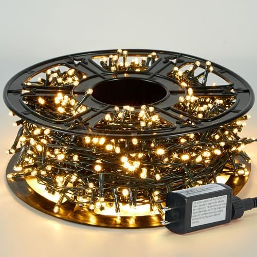 164FT 1000LED Warm White Christmas Lights Outdoor with 8 Modes, IP44 Waterproof Plug in Christmas Tree Light Fairy String Lights for Christmas, Patio, Garden, Indoor Outdoor Decor