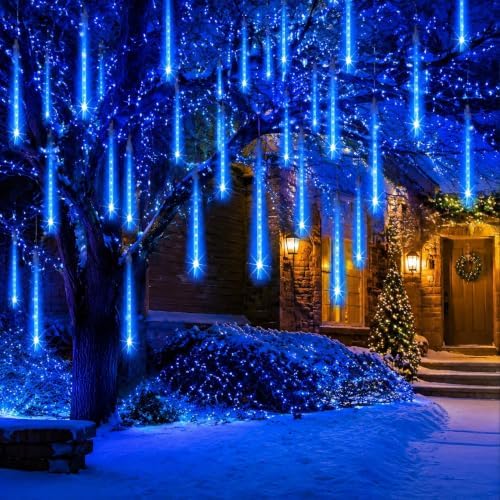 Aukora Christmas Lights Outdoor, UL Certified Meteor Shower Lights Blue