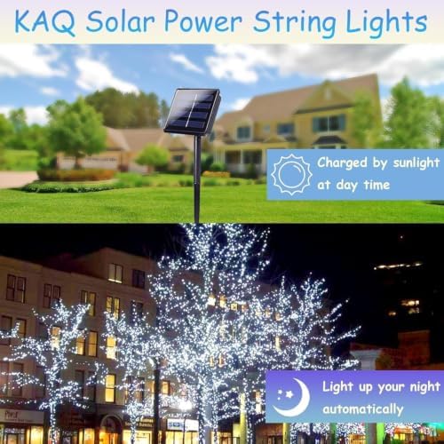 KAQ 6pack 600LED Solar String Lights Outdoor Waterproof Cool White