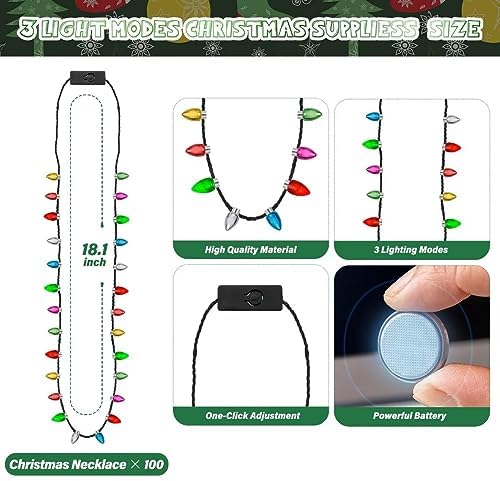 6PCS Light Christmas Necklace, Christmas Party Accessory Ugly Sweater Favor