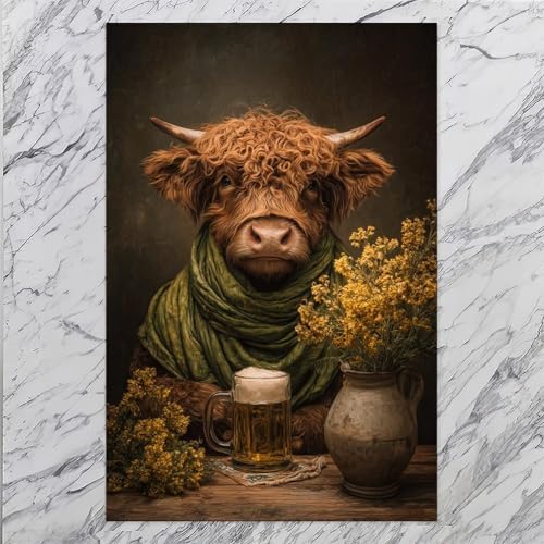 JDBeehpy Green Festival Mural Irish Classic Festival Artwork Decoration Highland Dairy St. Patrick's Day Bar Beer Poster Painting (Unframed, Canvas Only) Canvas Wall Decoration 16x24inch(40x60cm)