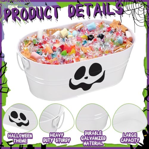 Zonon 2 Pack Halloween Galvanized Buckets, 4 Gal Halloween Candy Bowl