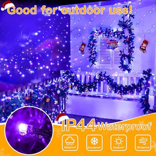 Ollny Christmas Tree Lights 400LED 132FT, Blue&Purple, with Remote & Timer