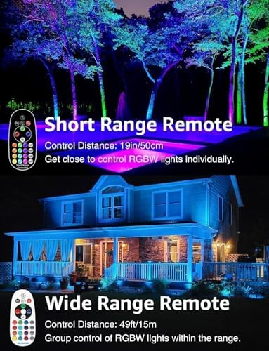 SUNVIE Low Voltage Landscape Lighting RGB Spotlight 10 Pack with Connectors