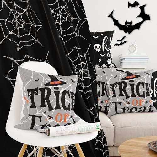 OHOME Halloween Decorations - Halloween Pillow Covers 18x18 | Halloween Decor Indoor Outdoor - Skeleton Ghost Pumpkin Throw Pillows for Room Office - Trick or Treat Party Decorations Favors,2 PCS