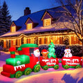 10.7 FT Christmas Inflatables Train with Santa Claus Reindeer Snowman Christmas Tress Built-in LED Lights Blow Up Christmas Decor for Christmas Party Holiday Outdoor Garden Lawn Yard Decorations