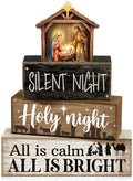 Lineshading 4 Pcs Christmas Table Decor, Nativity Scene Tiered Tray Decor