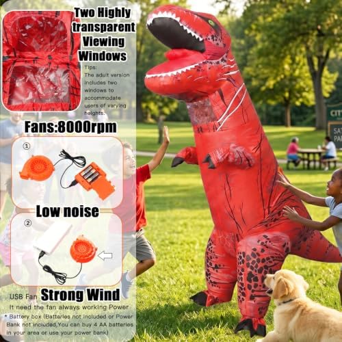 Inflatable Dinosaur Costume for Kids and Adults, Blow Up Party Suit