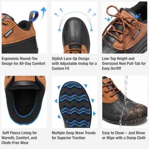 HISEA Men's Snow Rain Boots Waterproof, Insulated Ankle Duck Winter Boot