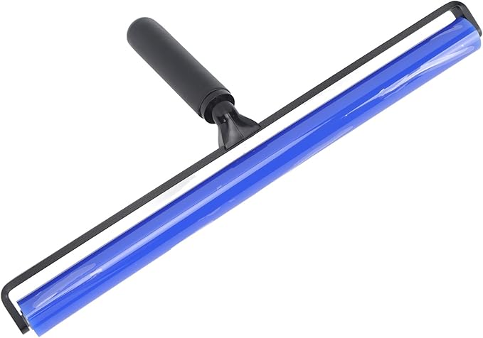 GOWENIC Static Dust Removal Roller, Sticky Blue Silicone Soft Cleaner Roller with Black Handle for Lint Pet Hair Lint Reusable Carpet Fabric (45.7cm / 18in)