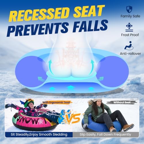 48" Snow Tubes for Kids Adults Sledding Heavy Duty with Canvas Cover