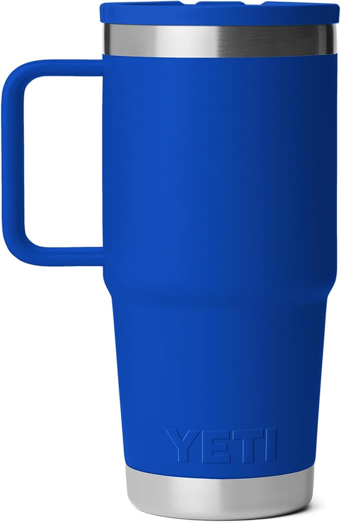 YETI Rambler 20 oz Travel Mug with Flip Straw Lid – Stainless Steel, Vacuum Insulated, Leakproof, Cup Holder Friendly, Royal Blue