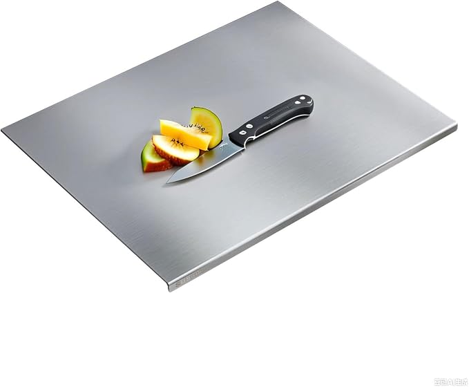 304 Stainless Steel Cutting Board – Stainless Steel Kitchen Chopping Boards Non-Slip, Dishwasher Safe – Ideal for Meat, Vegetables, Fruits, Bread & Baking – Commercial & Home Use (15.7 * 11.8in)