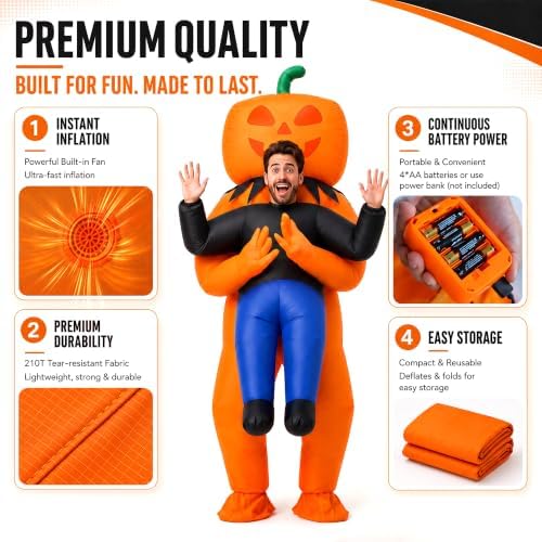 HOPOCO Halloween Pumpkin Monster Inflatable Costume for Adults