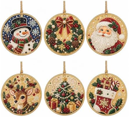 6PCS Christmas Ornaments DIY Pearl Diamond Art Kits for Adult Holiday