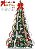 7 FT Prelit Pop Up Christmas Tree with 250 Warm White & Multicolor Lights 8 Modes & Timer Fully Decorated 103 Ornaments, Collapsible Pull Up Christmas Tree with Lights for Indoor Home Party Decor