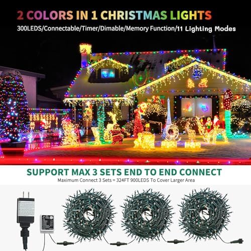 MZD8391 105FT 300LED Color Changing Christmas Light, Christmas Tree Lights