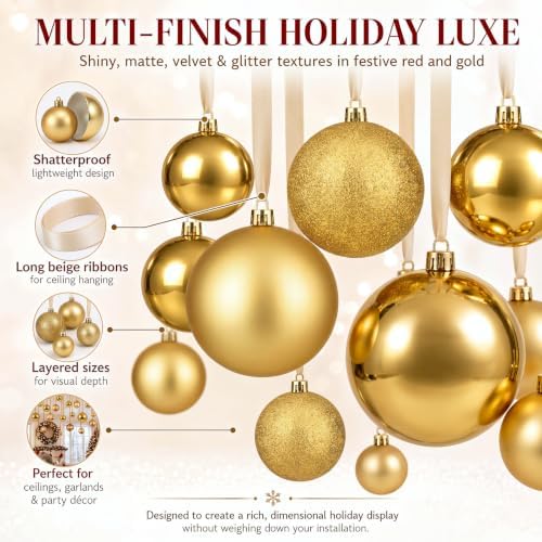 Halloscume 78 Pcs Christmas Ball Ornaments Ceiling Hanging Decor, Beige
