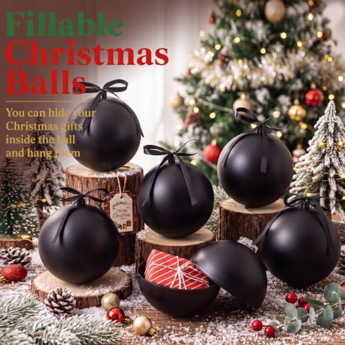 Weysat 12 Pack Large Christmas Plastic Ornaments Yard Tree,Black,6 Inch