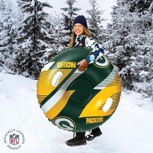 Big Mouth Inc NFL Snow Tube, Heavy Duty Inflatable Snow Sled for Winter Tubing, Ride-On Snow Tube with Handles for Kids and Adults, Outdoor Winter Fun and Football Fan Gifts