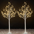 2 Pack 4FT Lighted Birch Trees, 96 LED Twinkling Trees, 2 Lighting Modes
