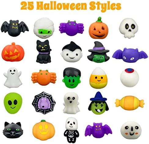 Anditoy 100 PCS Halloween Mochi Squishy Toys Squishies for Kids Girls Boys Halloween Party Favors Halloween Treat Bags Gifts