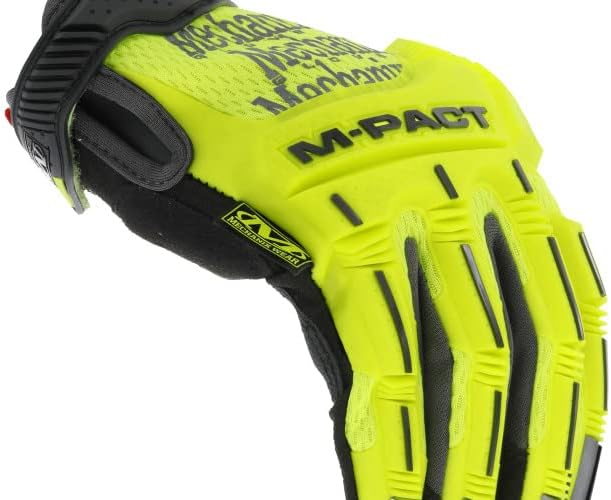 Mechanix Wear Hi-Viz M-Pact Gloves - High-Visibility Impact Gloves - For Builders Safety - For Construction - Vibration Absorbing - Touchscreen Compatible - Fluorescent Yellow - X-Large
