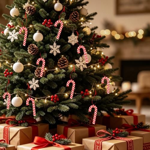 AUGSUN 16 Pcs Red and White Candy Cane Ornaments for Christmas Tree