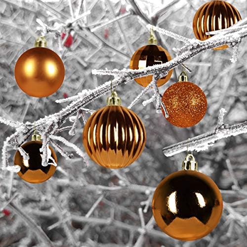 Orange Bronze 2.5" Christmas Balls Christmas Tree Decoration Ornaments Shatterproof Hanging Balls for Birthday Halloween Holiday Wedding Decorations Set of 10pcs