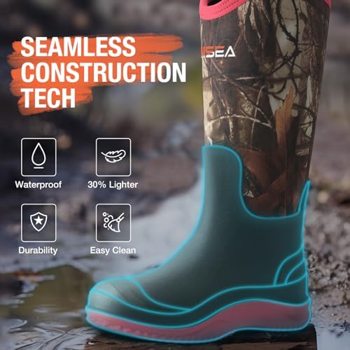 HISEA Women's Mud Rain Boots, Waterproof Tall Garden Shoes