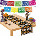 Dia De Los Muertos Decorations - Sugar Skull Table Runner with Banner