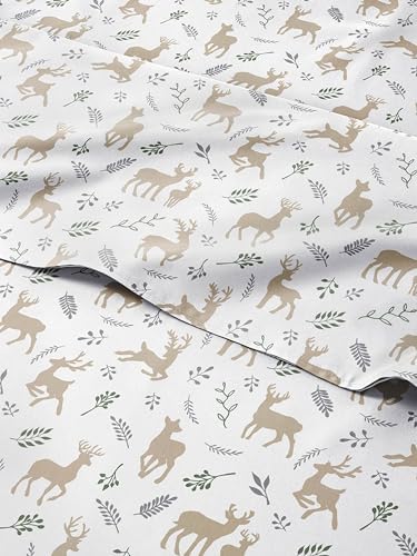 Christmas Sheet Set, Reindeer, Festive Holiday Xmas Bedding Set - Full Size