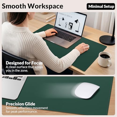 AFIING Cork Desk Mat, Dark Green, 31.5" x 17",Desk pad Protector