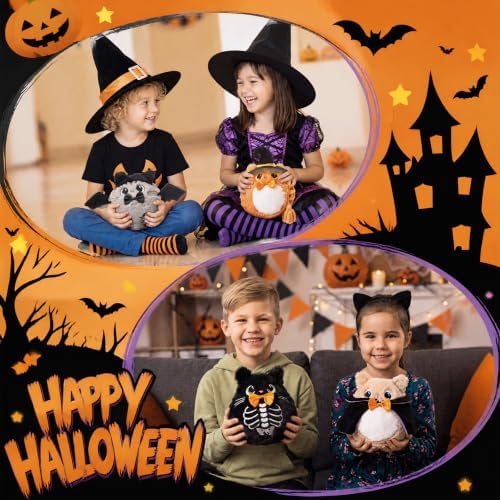 Soulchen 4 Pcs 8 Inch Halloween Stuffed Animal Plush Cat Toys Bulk