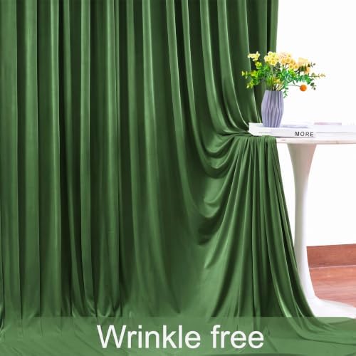 8 Panels Valley Green Backdrop Curtain for Parties Wrinkle Free Dark Green Photo Curtains Backdrop Drapes Fabric Decoration for Weding Baby Shower Birthday Party Photography 40ft(W) x 10ft(H)