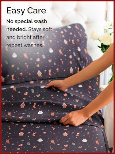 Christmas Sheet Set, Christmas Night, Holiday Xmas Bedding Set - Full Size