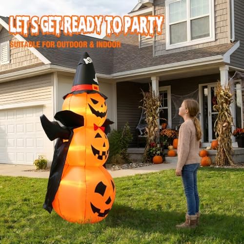 5FT Halloween Inflatable Pumpkin with Built-in LEDs Blow-Up Decoration for Outdoor Lawn, Haunted House, Party Entrance & Garden Displays Indoor & Outdoor Use