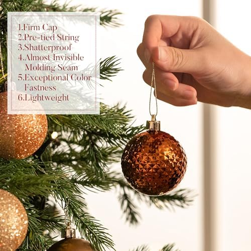 Valery Madelyn Christmas Tree Decorations Ornament Set, 50ct 2.36 Inches Red and Brown Shatterproof Christmas Ball Ornaments Hanging Xmas Holiday Party Decor