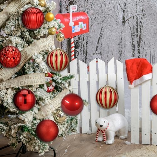 Poen 12 Pcs 6 Inch Elegant Christmas Ball Ornaments Shatterproof