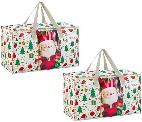 VENO Moving Bags, Christmas Storage Bags, Wide Open Top, Jingle Mix, 2 Pack